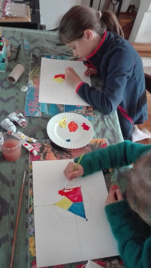 Cours de Dessin-peinture enfants Valérie Guy © Lucille et Rose Chappuis « Cercle chromatique »